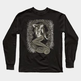 Neo Classic Mermaid Siren Sepia Long Sleeve T-Shirt